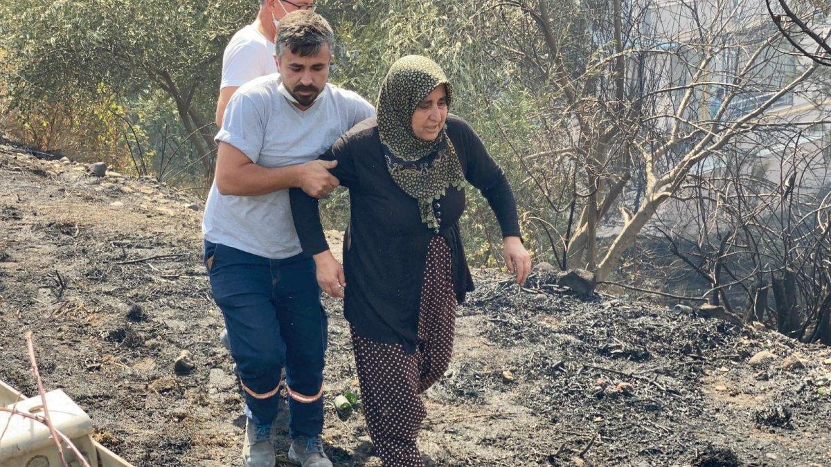 Hatay'daki yangında oğlu için alevlere koştu