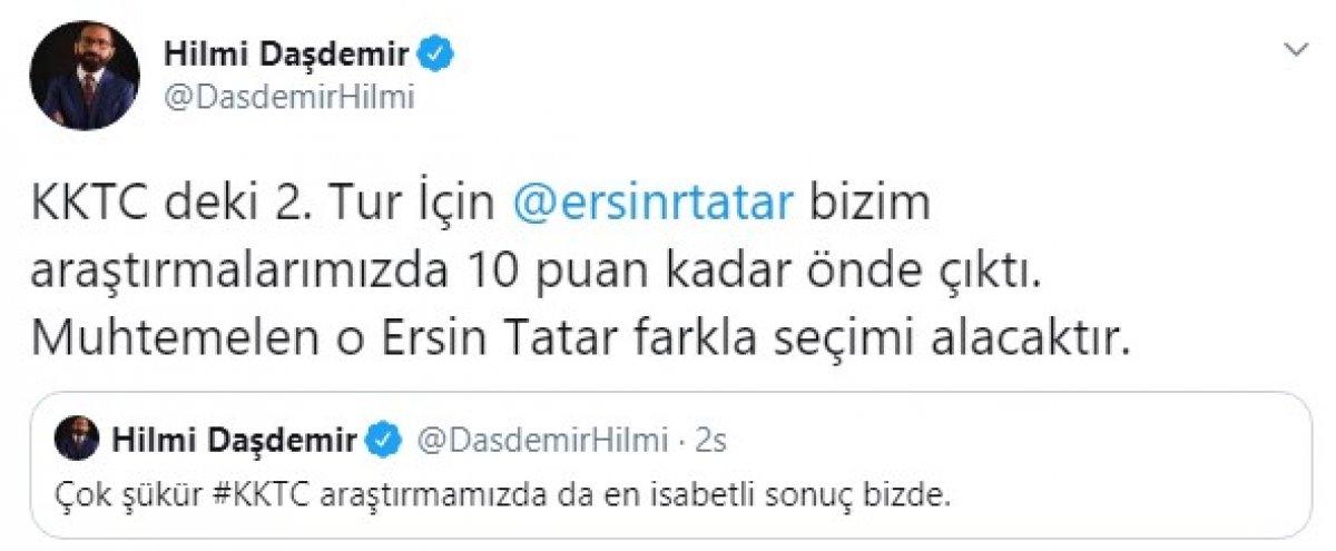 Hilmi Daşdemir: Ersin Tatar farkla seçimi alacaktır