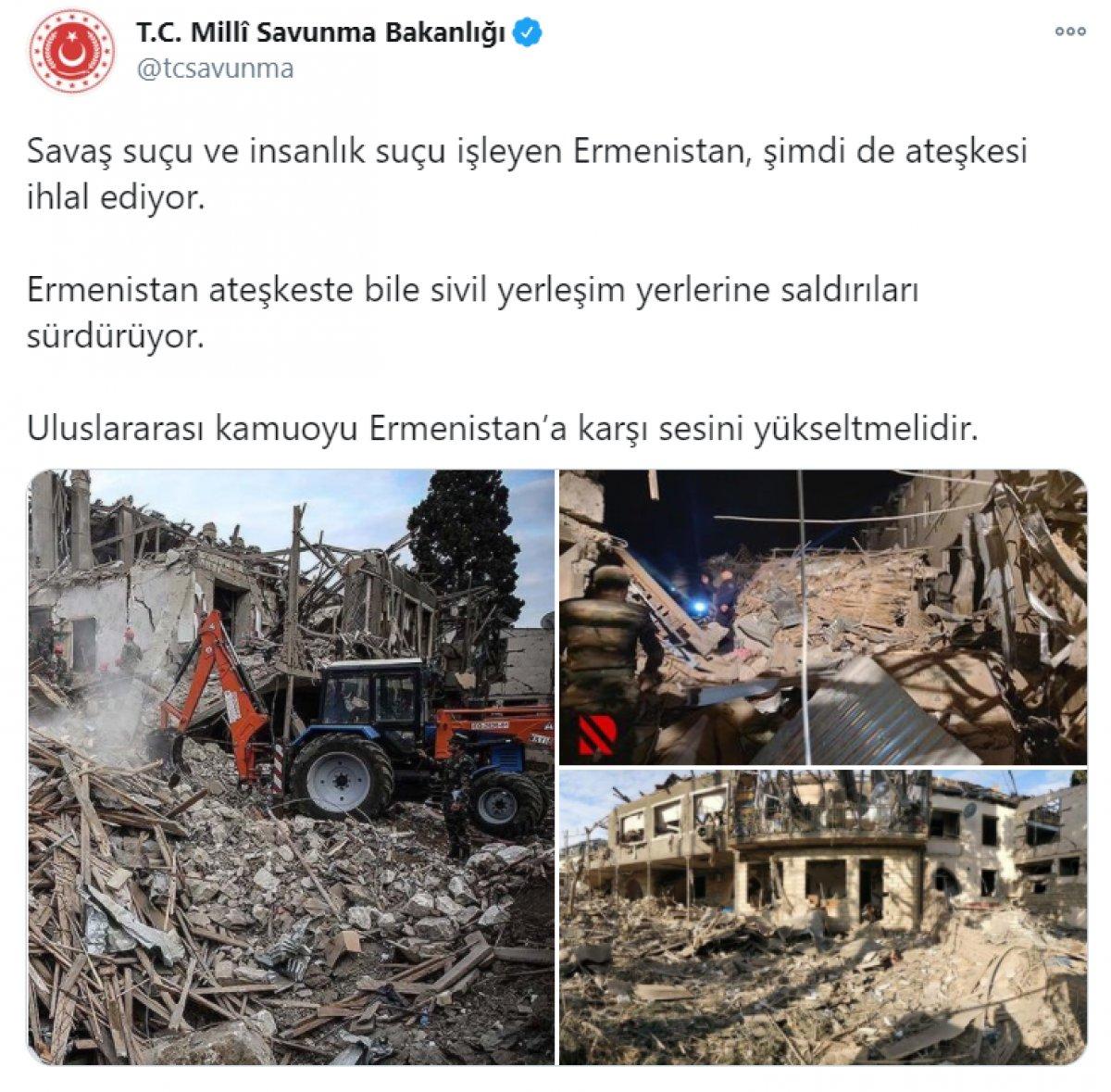 MSB'den Ermenistan'a tepki: Ateşkesi ihlal ediyor