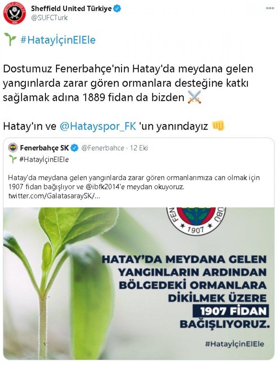 Sheffield United'dan Hatay'a fidan desteği