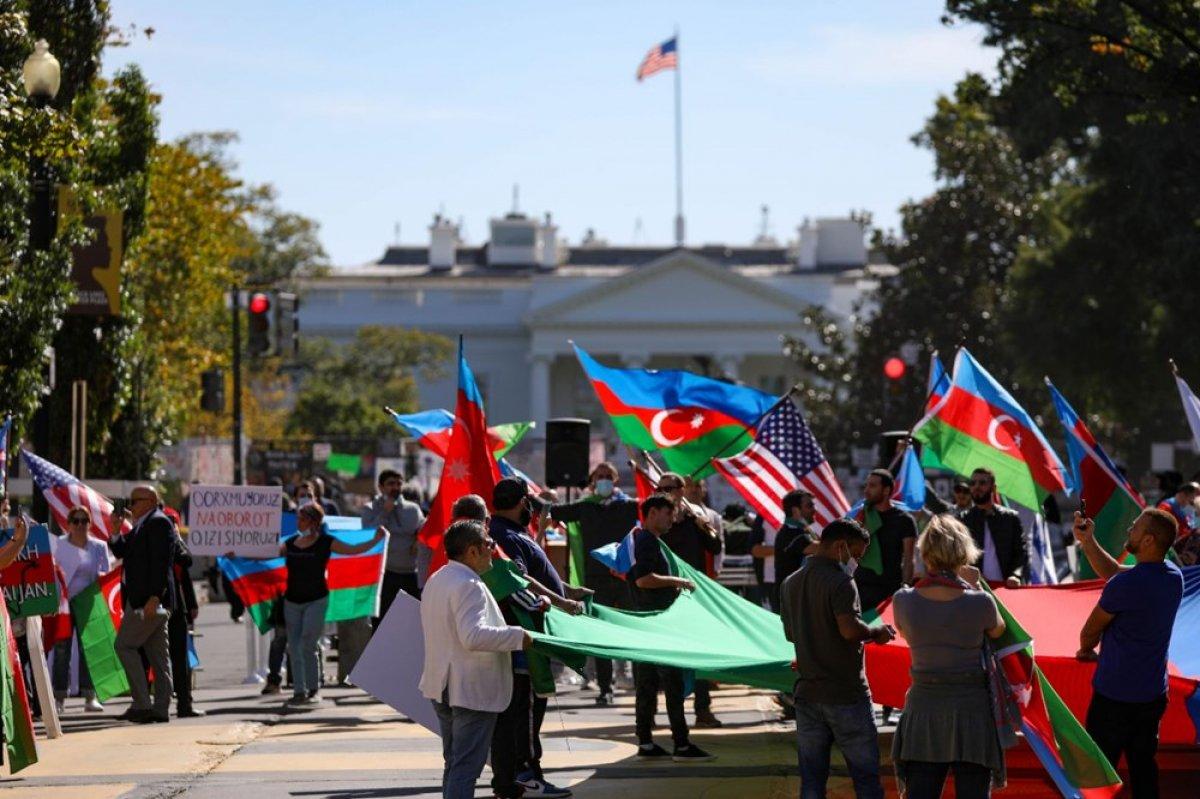 Beyaz Saray önünde Azerbaycan'a destek mitingi