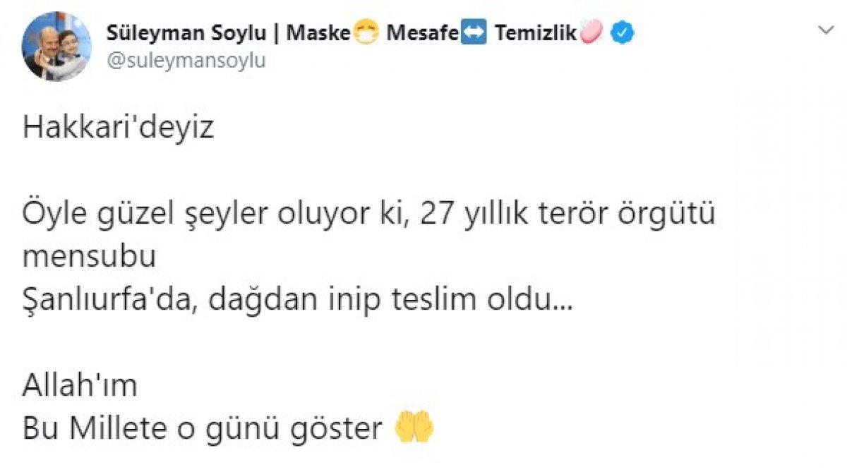 Süleyman Soylu: Günün hasılatı