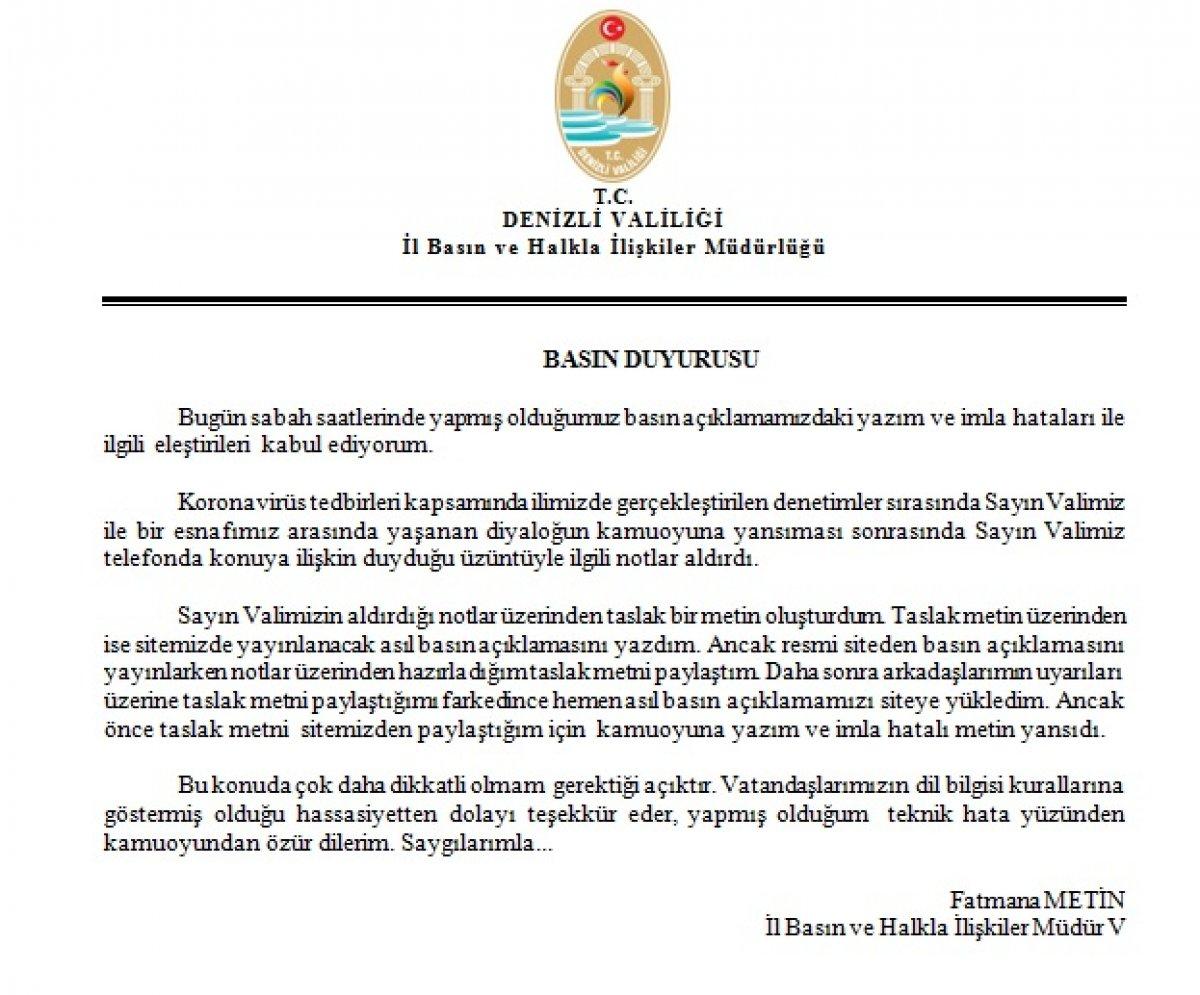 Denizli Valisi Ali Fuat Atik'e imla hatası eleştirileri