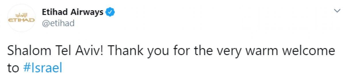 BAE'den İsrail'e ilk ticari uçuş gerçekleştirildi