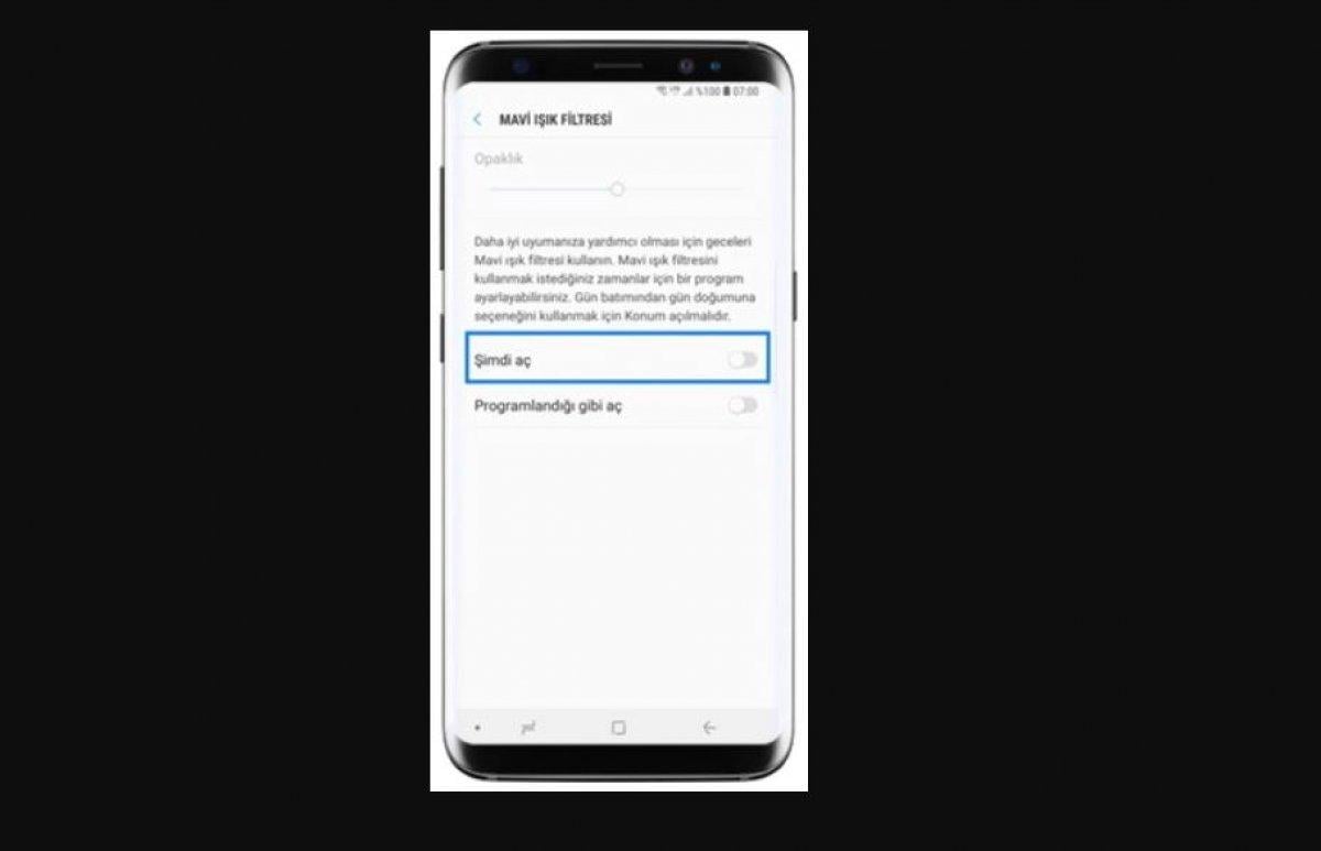 samsung mavi ışık filtresi