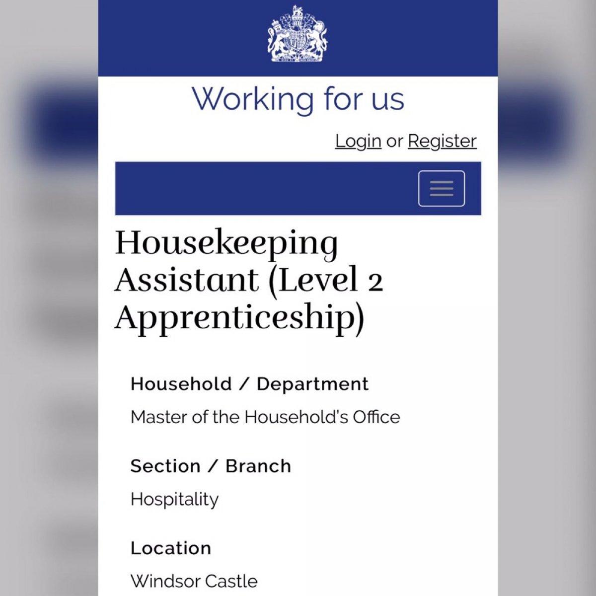 Kraliçe Elizabeth, yatılı temizlik personeli arıyor