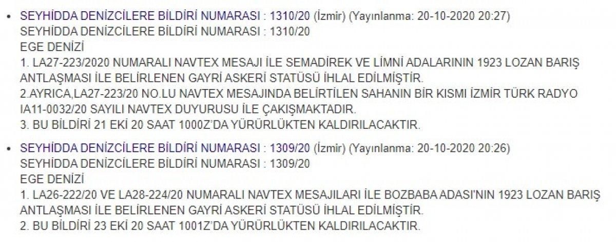 Türkiye'den Yunanistan'a Lozan NAVTEX'i