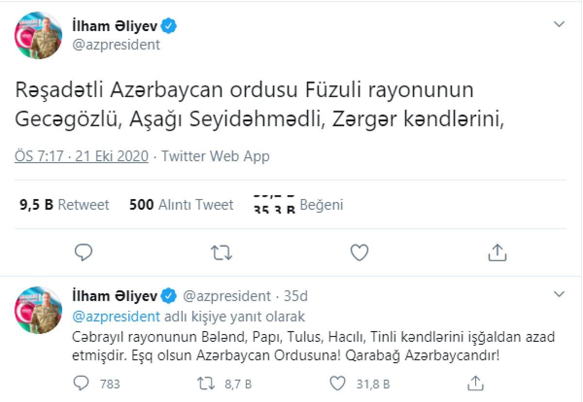 Azerbaycan ordusu 21 köy ve 1 kasabayı işgalden kurtardı