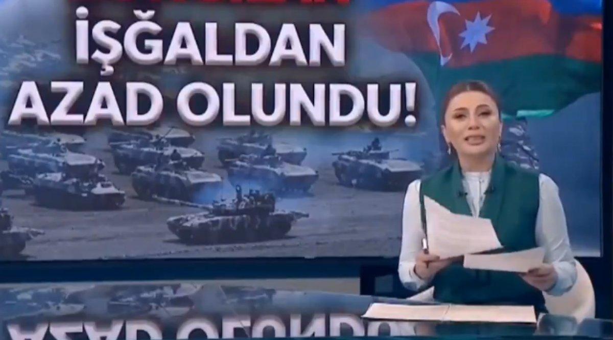 Azerbaycanlı spiker, memleketi Zengilan'ın kurtuluş haberini ağlayarak verdi