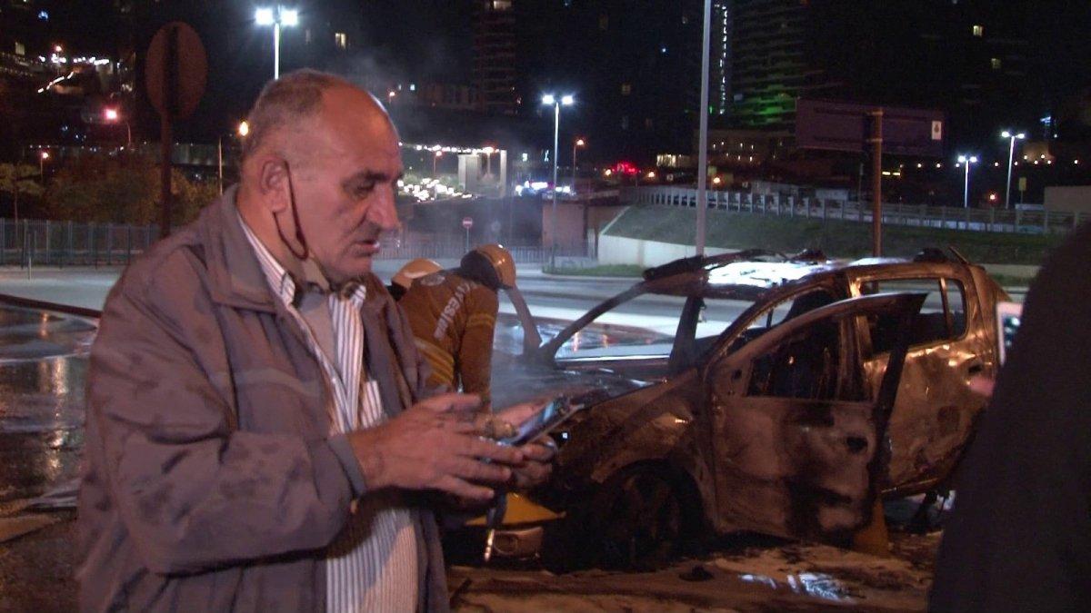 Kadıköy’de ticari taksi alev alev yandı: Sürücü ve yolcu zor kurtuldu