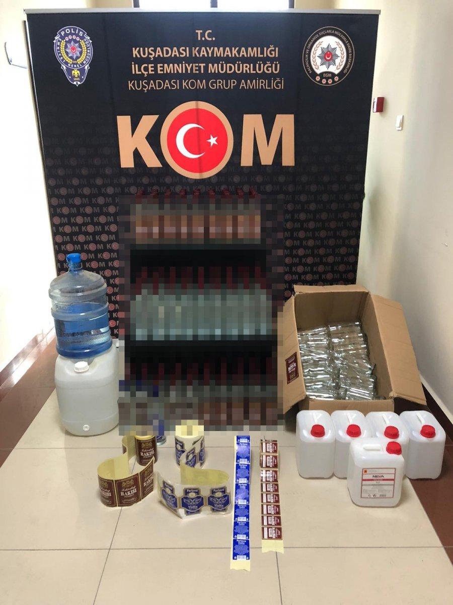 Aydın'da villayı, sahte içki imalathanesine çevirdiler