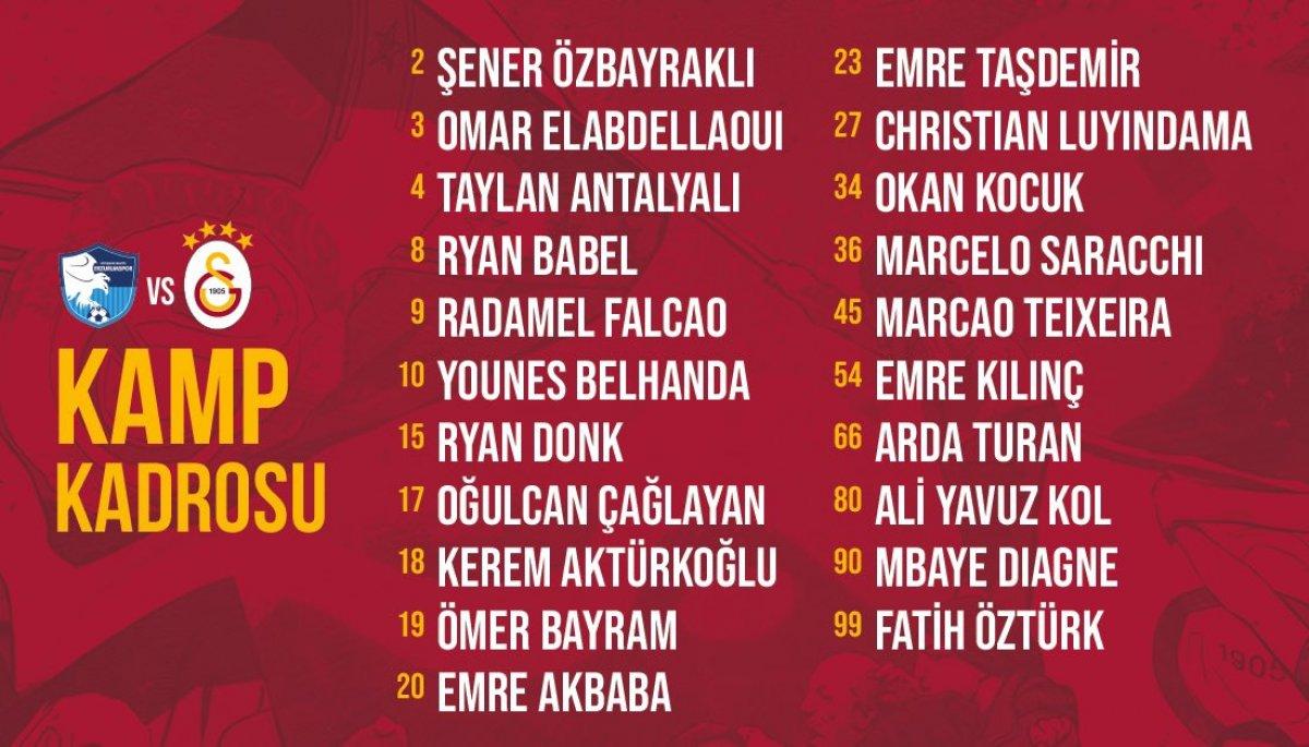 Galatasaray'ın Erzurumspor maçı kadrosu