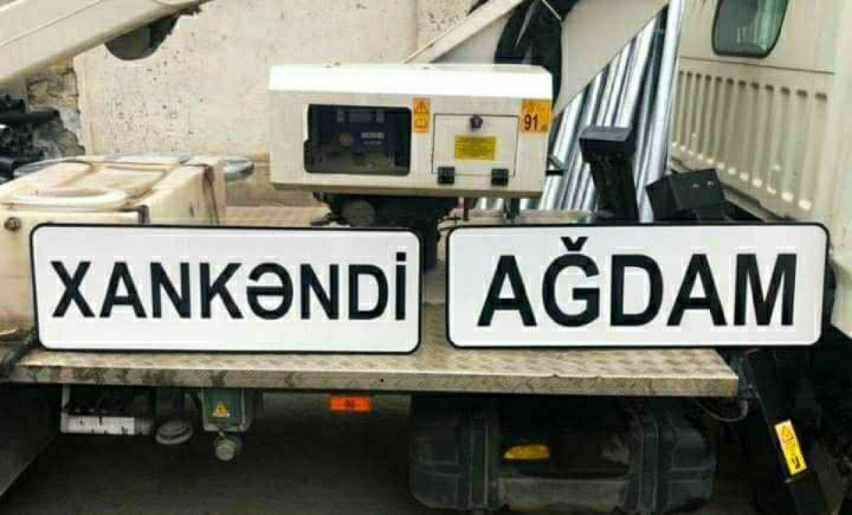 Dağlık Karabağ'da kurtarılacak şehirlerin tabelaları hazırlandı