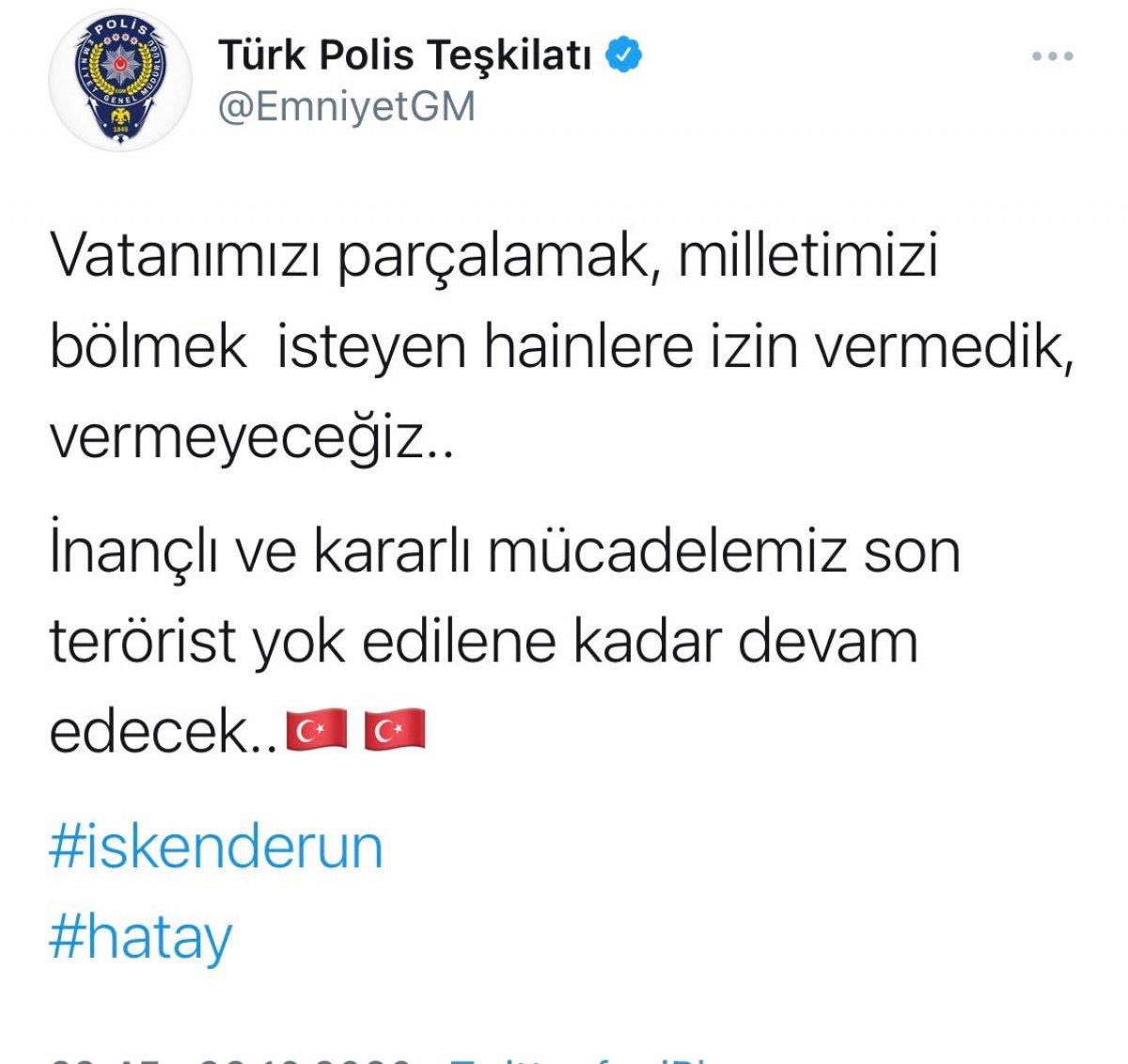 Emniyet Genel Müdürlüğünden İskenderun'daki patlamayla ilgili paylaşım