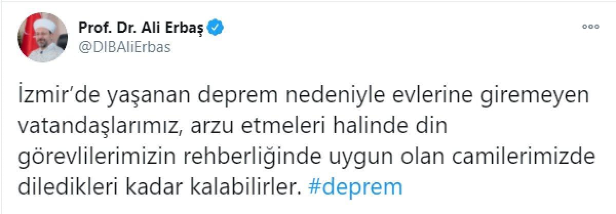 Ali Erbaş: Evlerine giremeyen vatandaşlarımız camilerde kalabilir