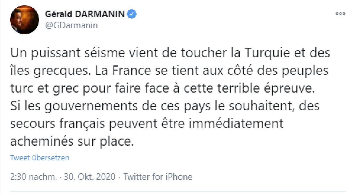 Yunanistan ve Fransa'dan İzmir'deki depremle ilgili yardım açıklaması