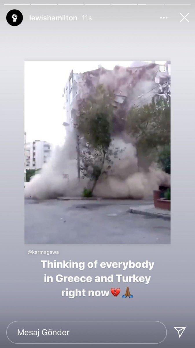 Lewis Hamilton'dan deprem paylaşımı
