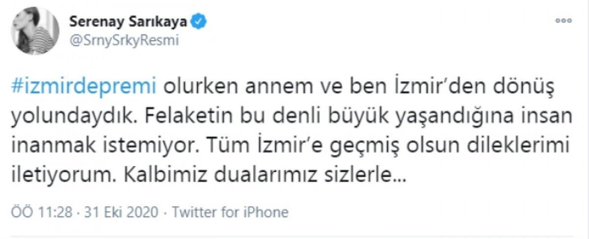Serenay Sarıkaya, İzmir'den dönüş yolunda depreme yakalandı