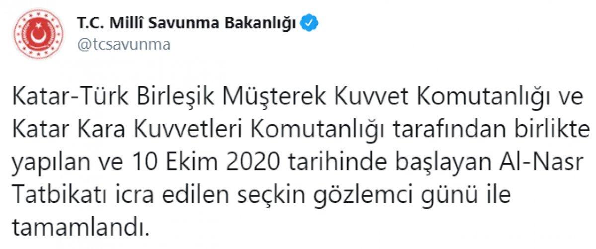 MSB: Al-Nasr Tatbikatı başarıyla tamamlandı