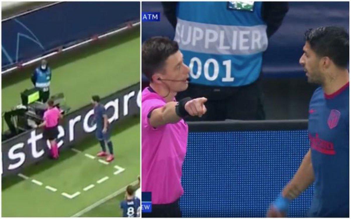 VAR'dan pozisyonu izleyen Luis Suarez sarı kart gördü