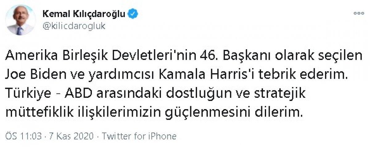 Kılıçdaroğlu'ndan Joe Biden'a kutlama mesajı