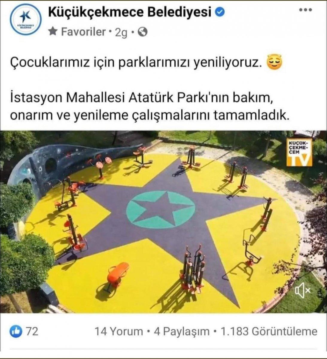 CHP'li belediyenin yenilediği parkta YPG paçavrası