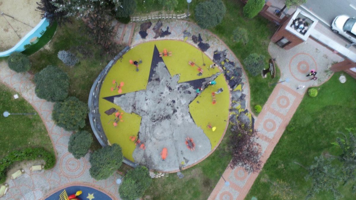 Küçükçekmece'de tepki gören parktaki görseller söküldü