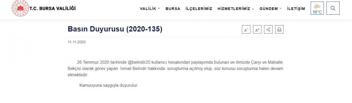 Bursa'da bekçiye Kelime-i Tevhid soruşturması