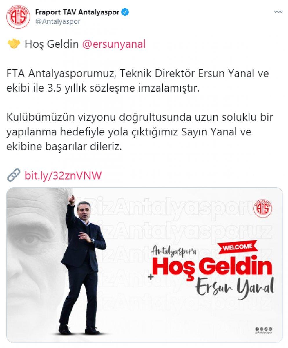 Antalyaspor, Ersun Yanal ile anlaştı