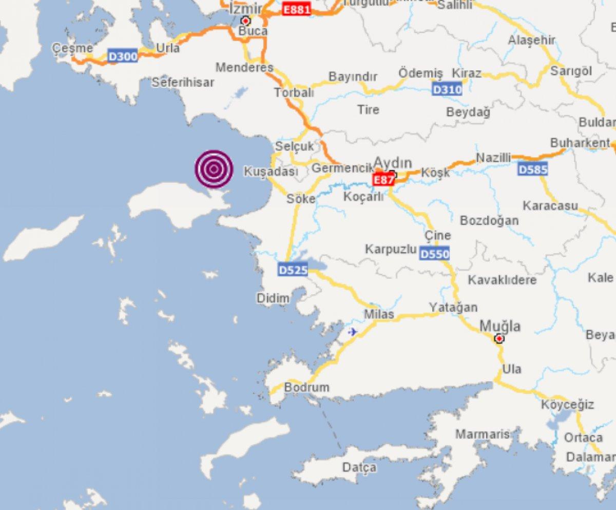 Kuşadası açıklarında 4.8 büyüklüğünde deprem