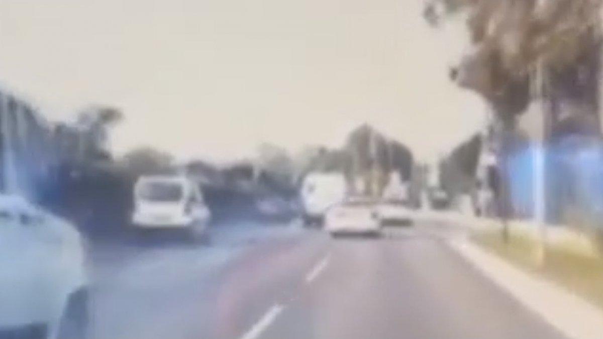 Bursa'da makas atan trafik magandası kamerada