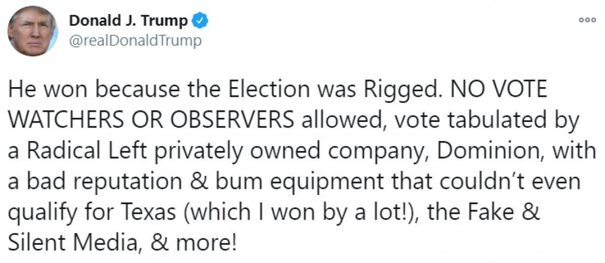 Donald Trump, seçimlere hile karıştırıldığı iddiasını yineledi
