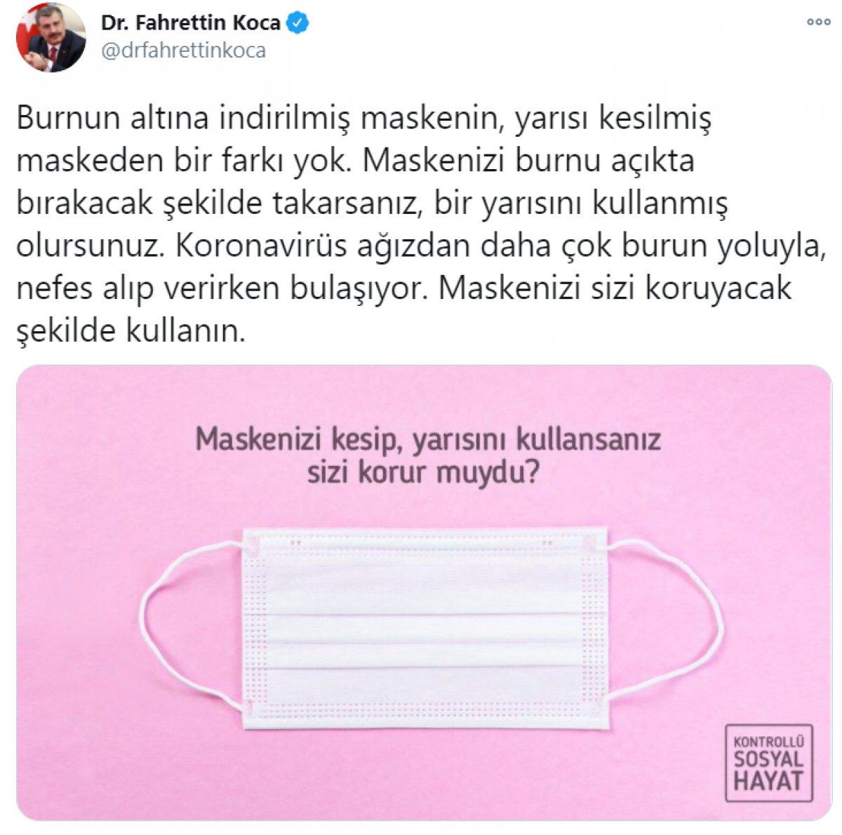 Fahrettin Koca: Maskenizi sizi koruyacak şekilde kullanın