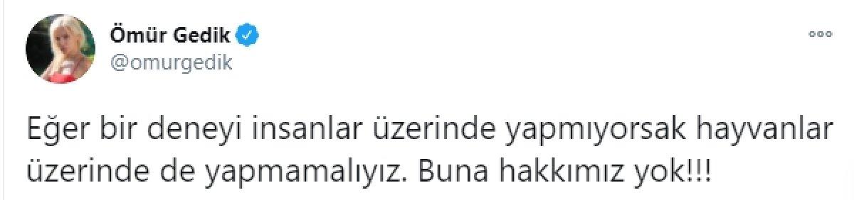 Ömür Gedik: Hayvanlar üzerinde deney yapmamalıyız
