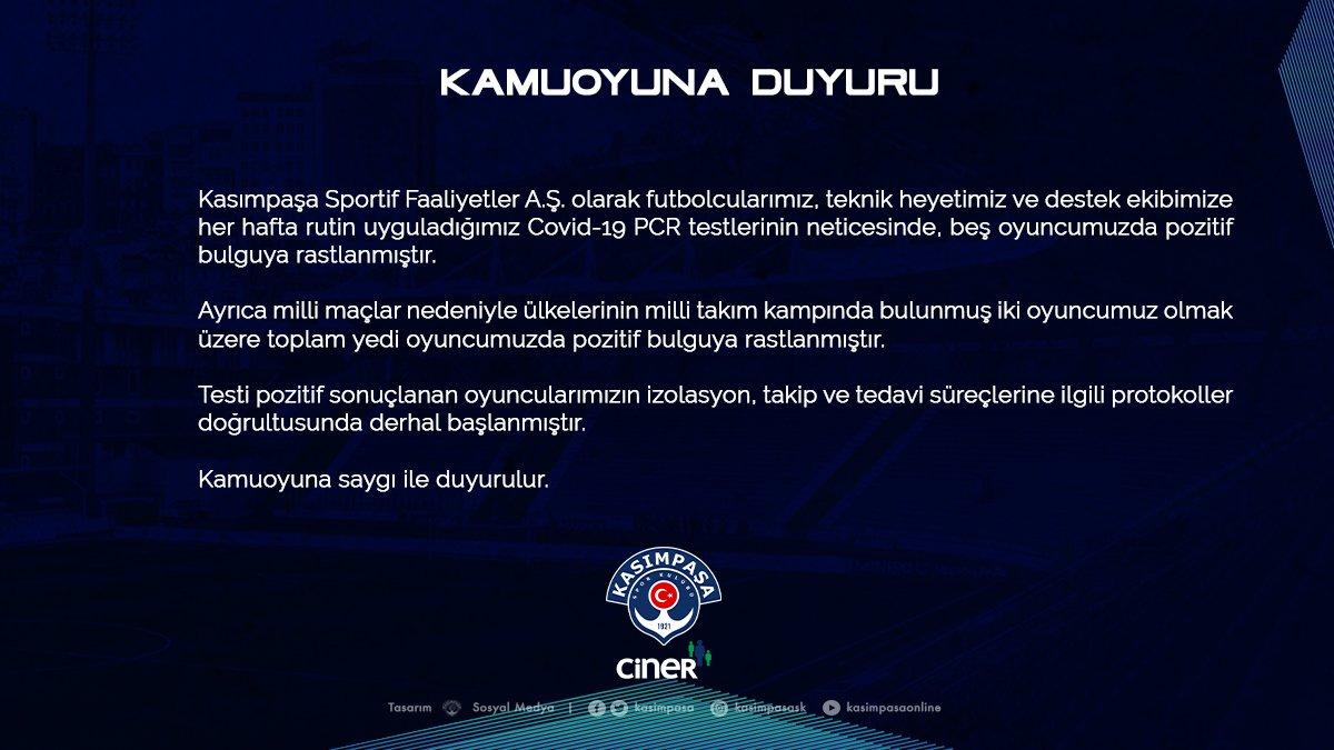 Kasımpaşa'da 7 futbolcu koronavirüse yakalandı