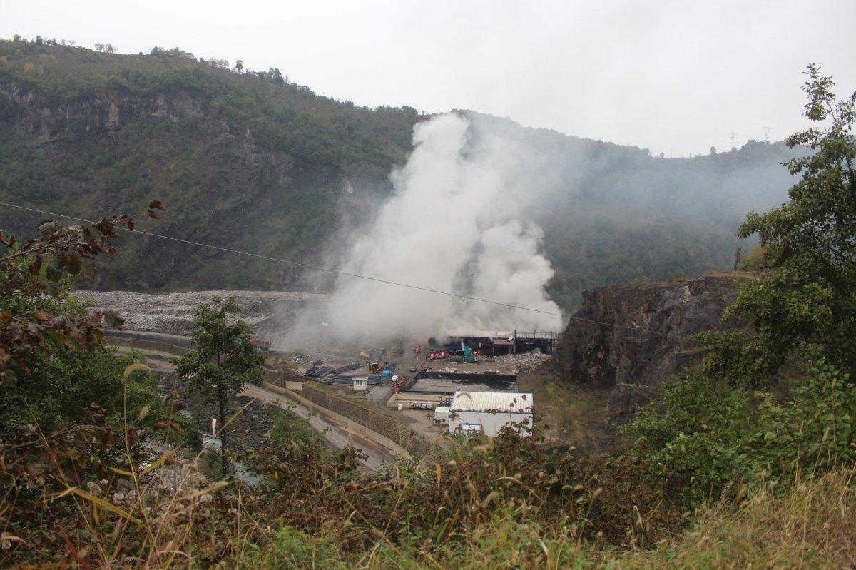 Giresun'da bir çöp tesisinde yangın meydana geldi