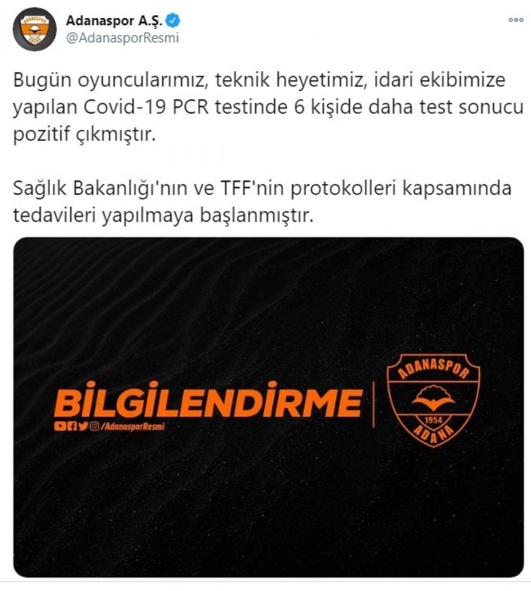 Adanaspor'da 6 kişi daha koronavirüse yakalandı