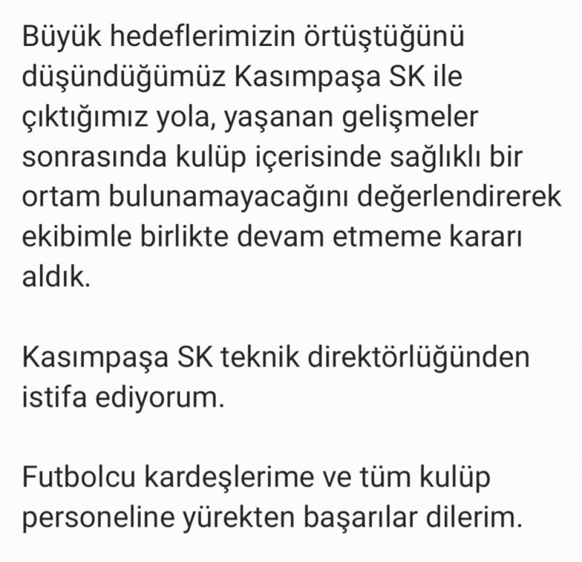 Kasımpaşa'da İrfan Buz istifa etti