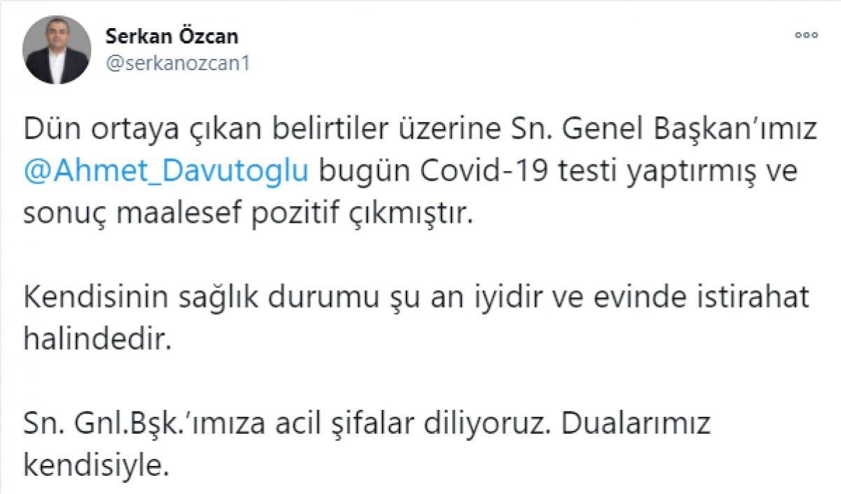 Ahmet Davutoğlu'nun koronavirüs testi pozitif çıktı