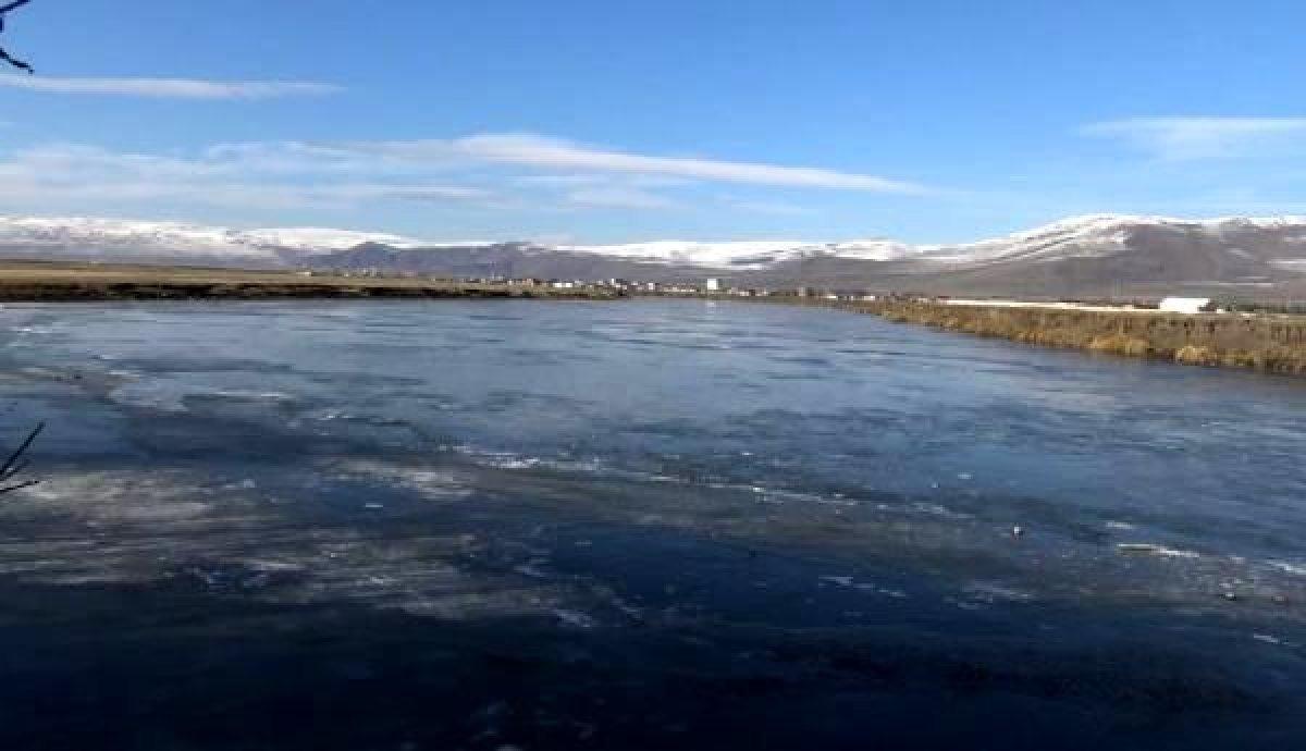 Ardahan'da Kura Nehri'nin yüzeyi buz tuttu