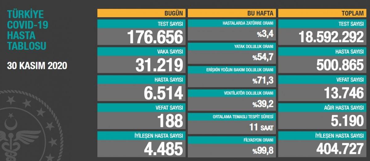 30 Kasım Türkiye'de koronavirüs bilançosu