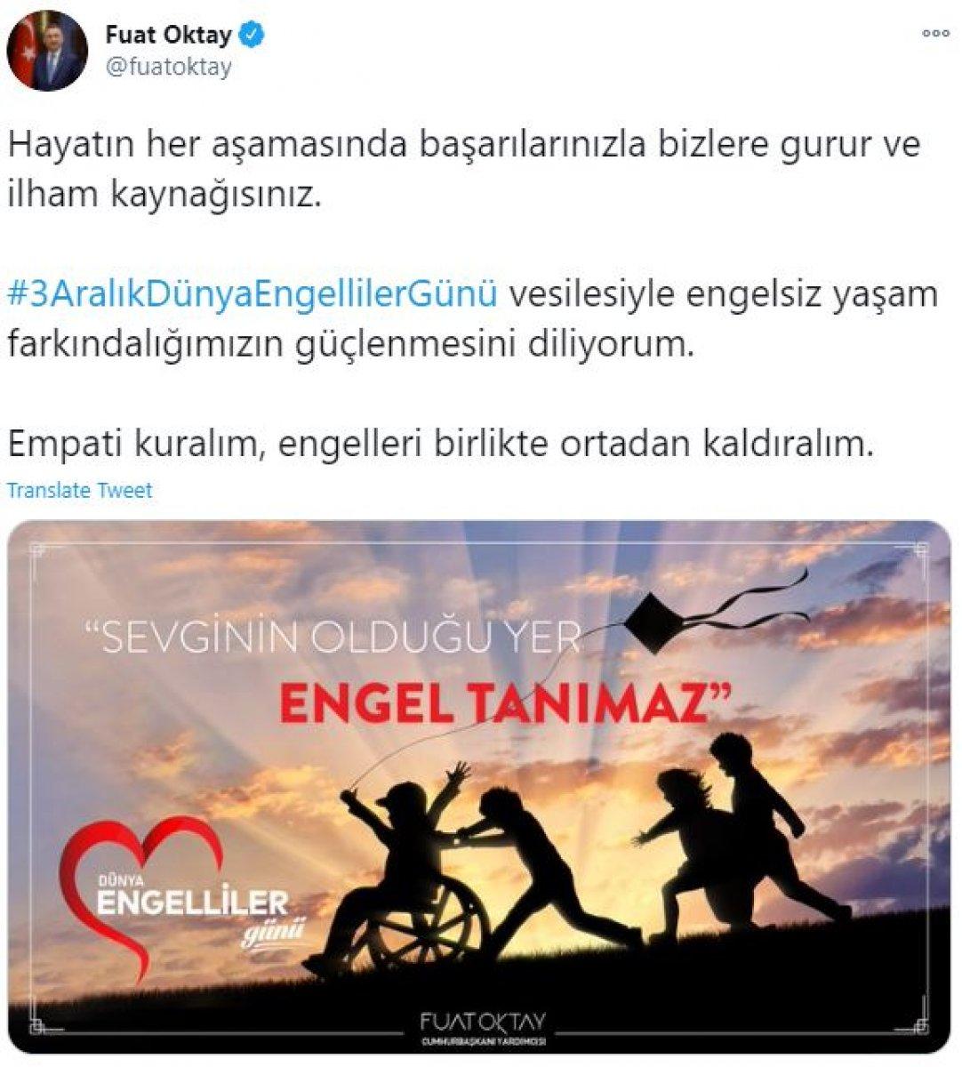 Fuat Oktay'dan, 3 Aralık Dünya Engelliler Günü mesajı