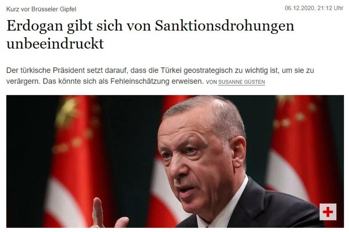Alman medyası üzgün: Erdoğan yaptırım tehditlerini umursamıyor