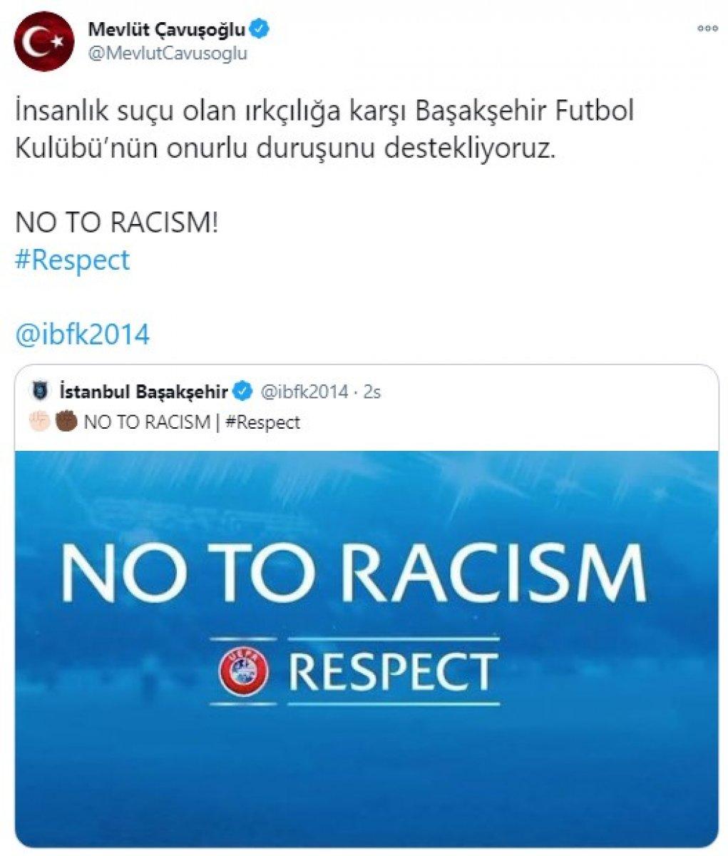 Çavuşoğlu, Başakşehir'in onurlu duruşunu destekliyoruz