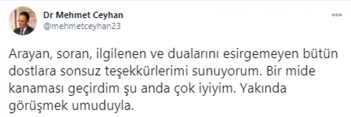 Canlı yayında fenalaşan Mehmet Ceyhan'dan iyi haber