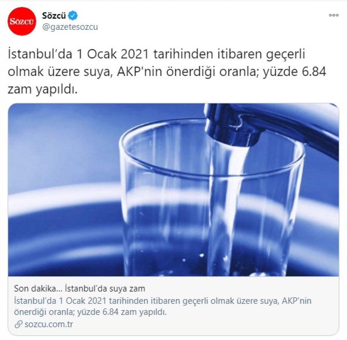 Sözcü, CHP’nin suya zam istediğini yazamadı