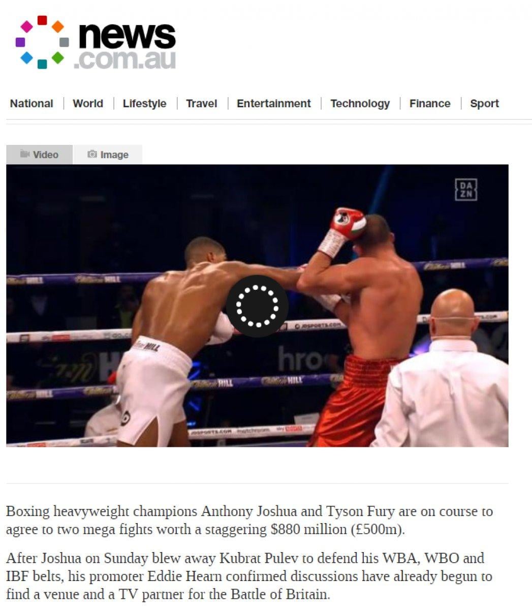 Anthony Joshua ve Tyson Fury dev maçtan 550 milyon euro kazanacak