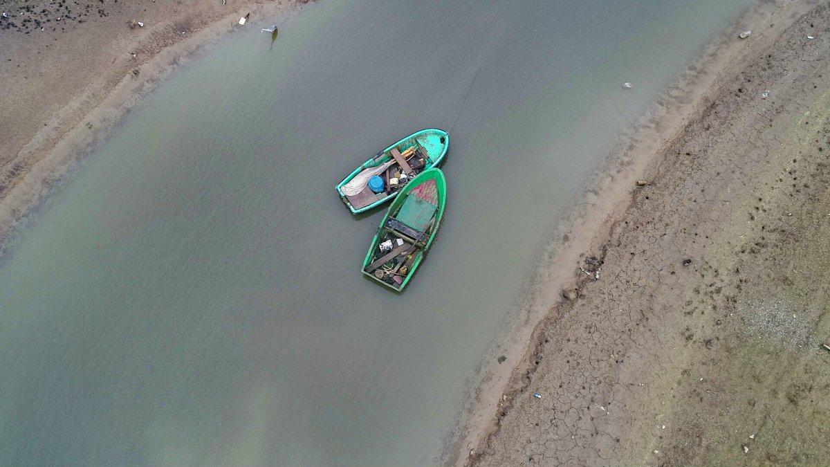 Sazlıdere Barajı’nda sular çekildi