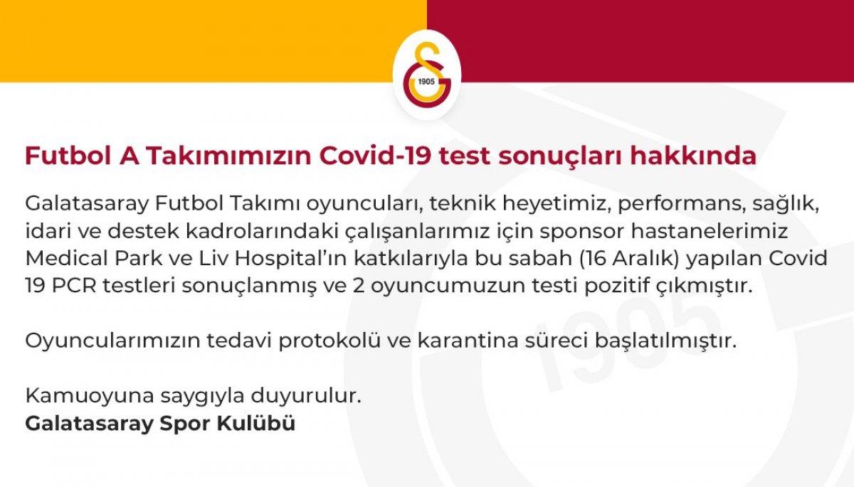 Galatasaray'da 2 ismin koronavirüs testi pozitif çıktı