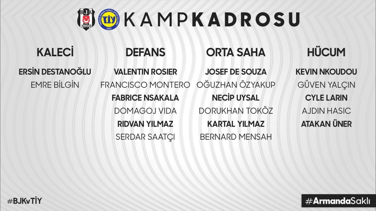 Beşiktaş'ta 6 isim kupa maçı kadrosuna alınmadı